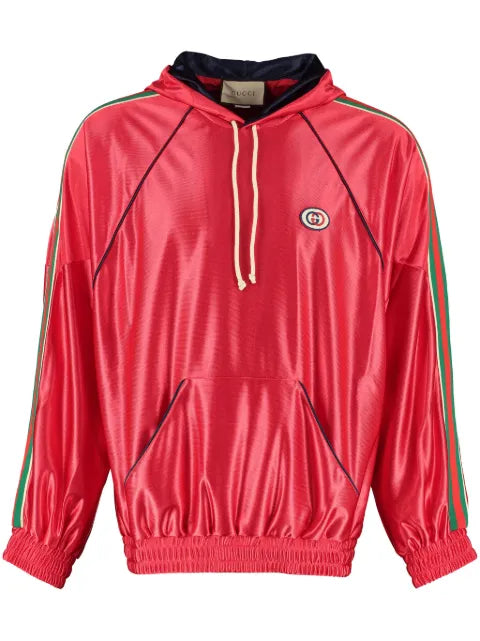 Gucci Web-stripe shiny jersey hoodie