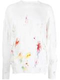 Mostly Heard Rarely Seen distressed paint-splatter sweatshirt