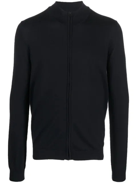 HUGO ribbed-knit zip-up sweater