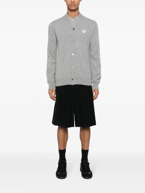 Comme Des Garçons Play heart-patch mélange-effect wool cardigan