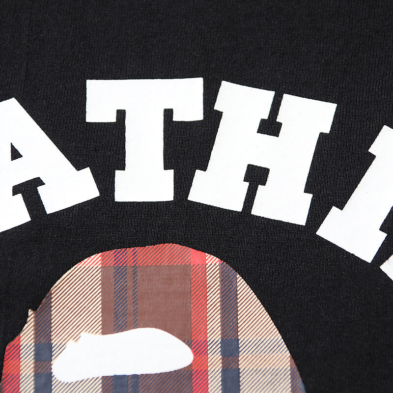 BAPE Plaid Small Ape Head Men's T-Shirt - Black
