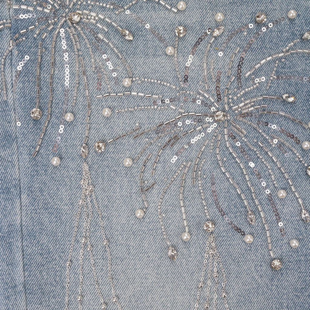 BLUE FIREWORKS WASH DENIM STRAIGHT-FIT JEANS