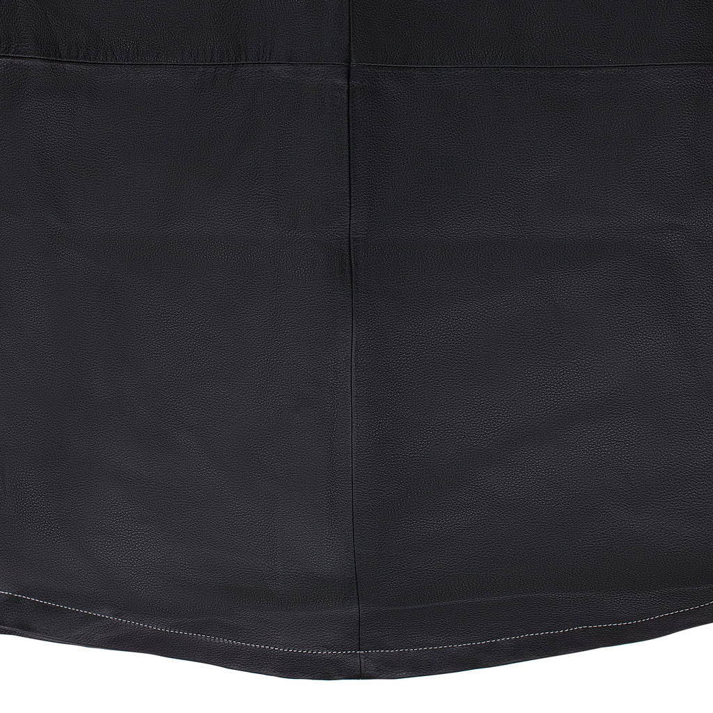 BLACK LEATHER WORK BUTTON-DOWN SHIRT