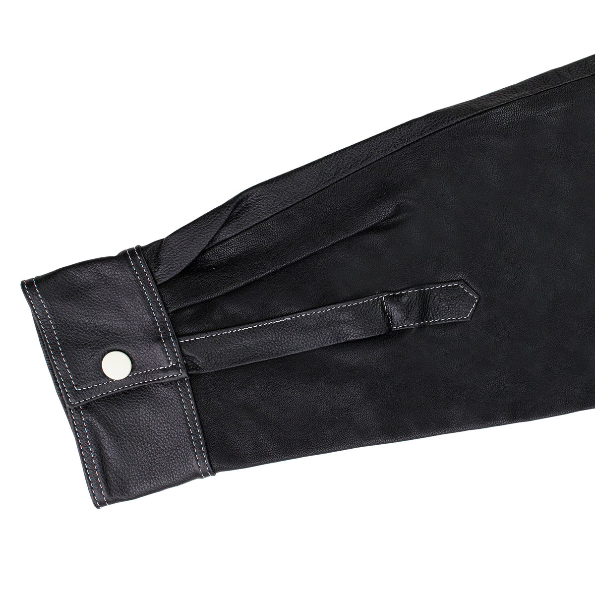 BLACK LEATHER WORK BUTTON-DOWN SHIRT