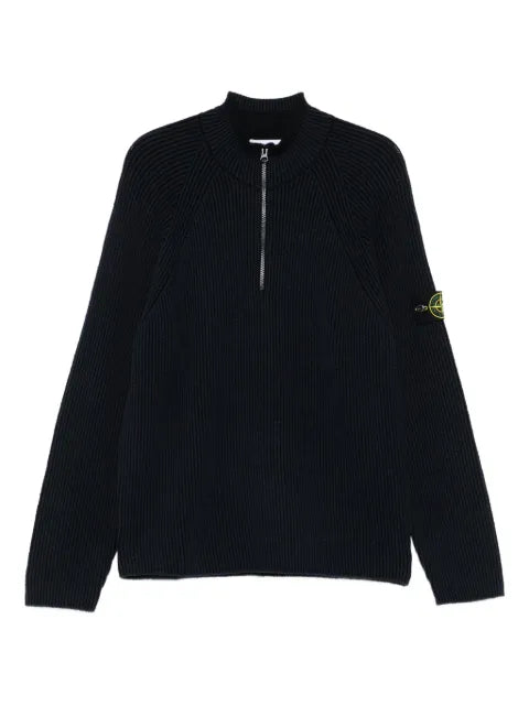 Stone Island ribbed zip-neck sweater