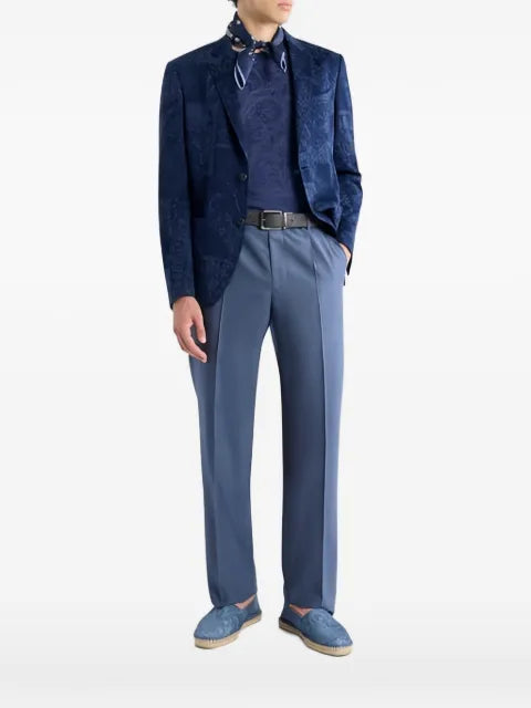ETRO single-breasted cotton jacquard jacket with floral motif