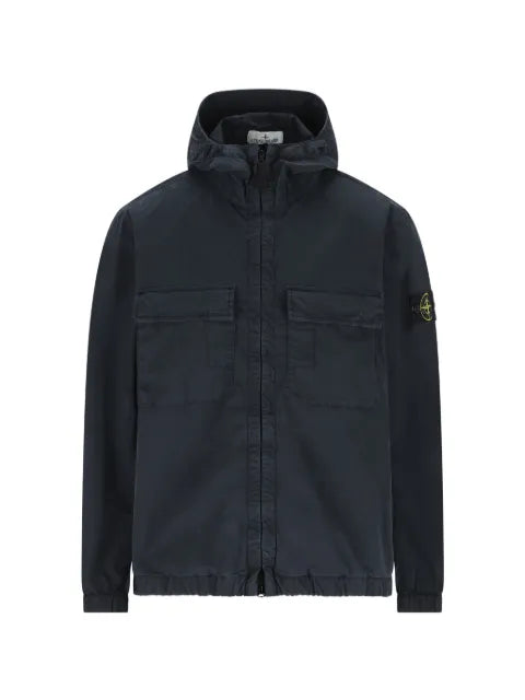 Stone Island 4100077 stretch organic cotton twill hooded jacket with anti-drop