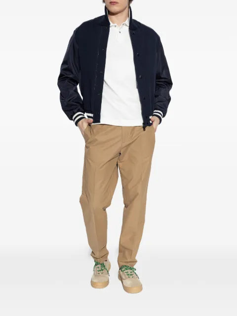Moncler striped-trim knitted bomber jacket