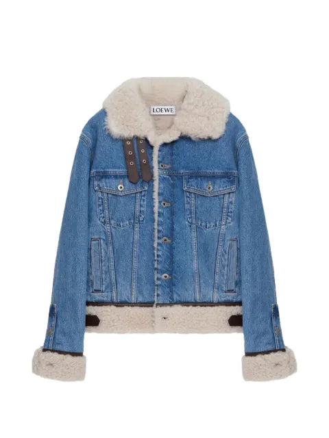 LOEWE trucker jacket in denim and shearling