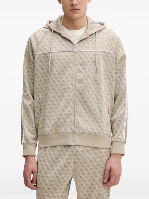 GUESS USA 4G monogram-print zip-up hoodie
