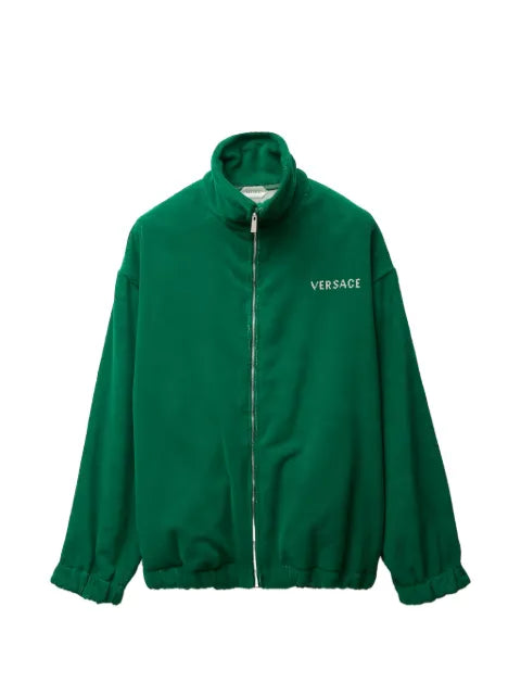 Versace cotton-terry jacquard zip sweatshirt