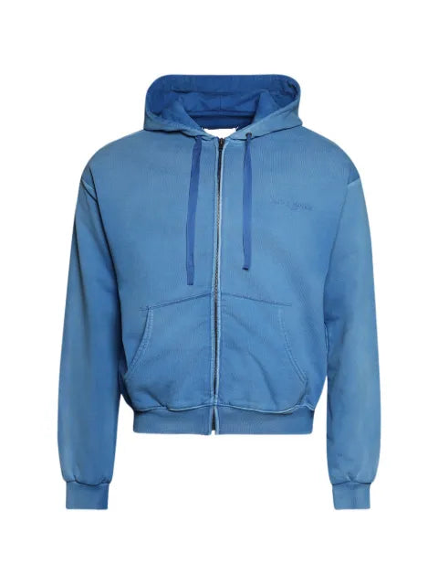 Maison Margiela zip-up logo-embroidered hoodie