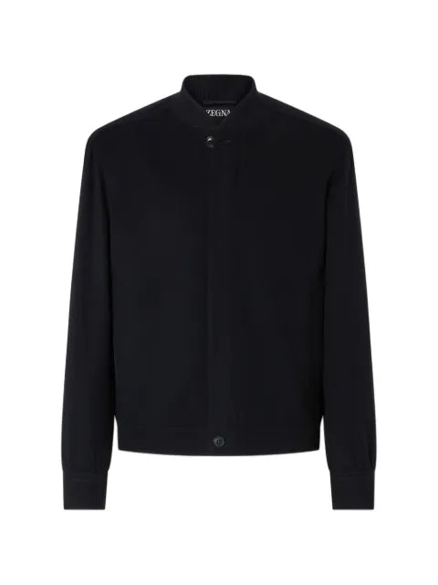 Zegna navy blue Oasi cashmere-elements bomber jacket