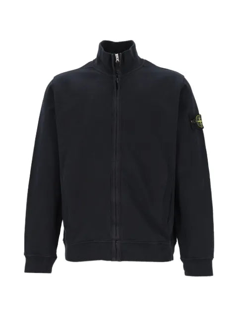 Stone Island 6100066 brushed organic cotton fleece regular-fit track jacket with ribbed inserts
