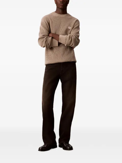 Calvin Klein waffle-knit logo-patch sweater