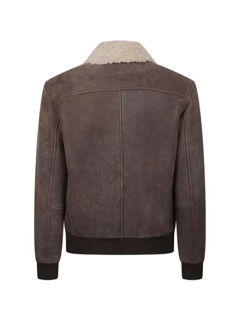 Stewart shearling-collar calf leather jacket
