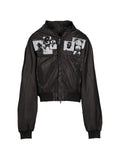 RRR123 Mentalists patch-detail hooded bomber jacket
