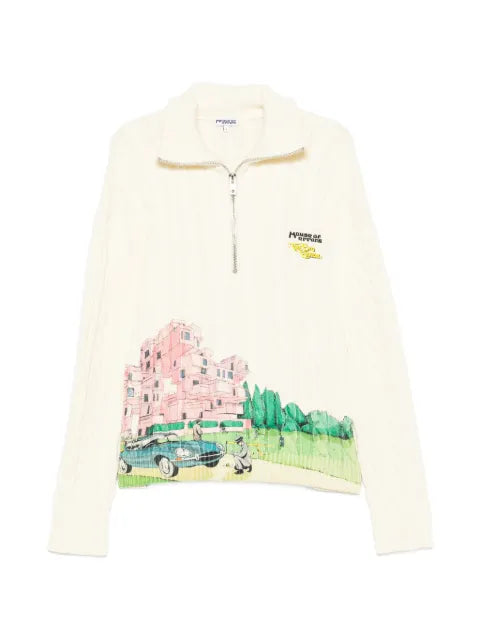 House of errors cable-knit graphic-print sweater