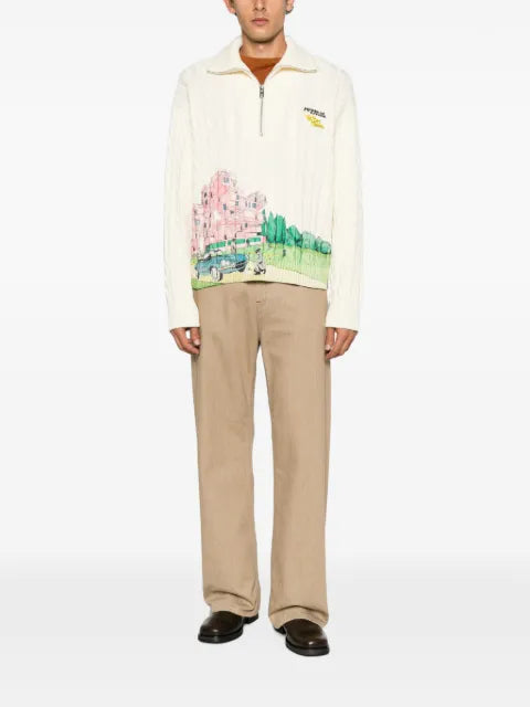 House of errors cable-knit graphic-print sweater