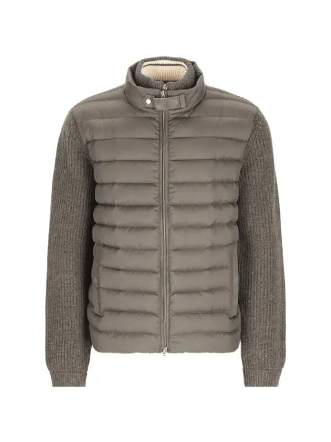Herno quilted-panel ribbed-knit jacket