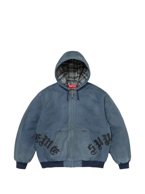 Supreme leather applique hooded jacket