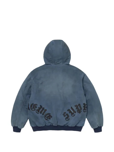 Supreme leather applique hooded jacket