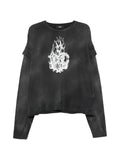 THUG CLUB graphic-print layered-sleeve sweatshirt