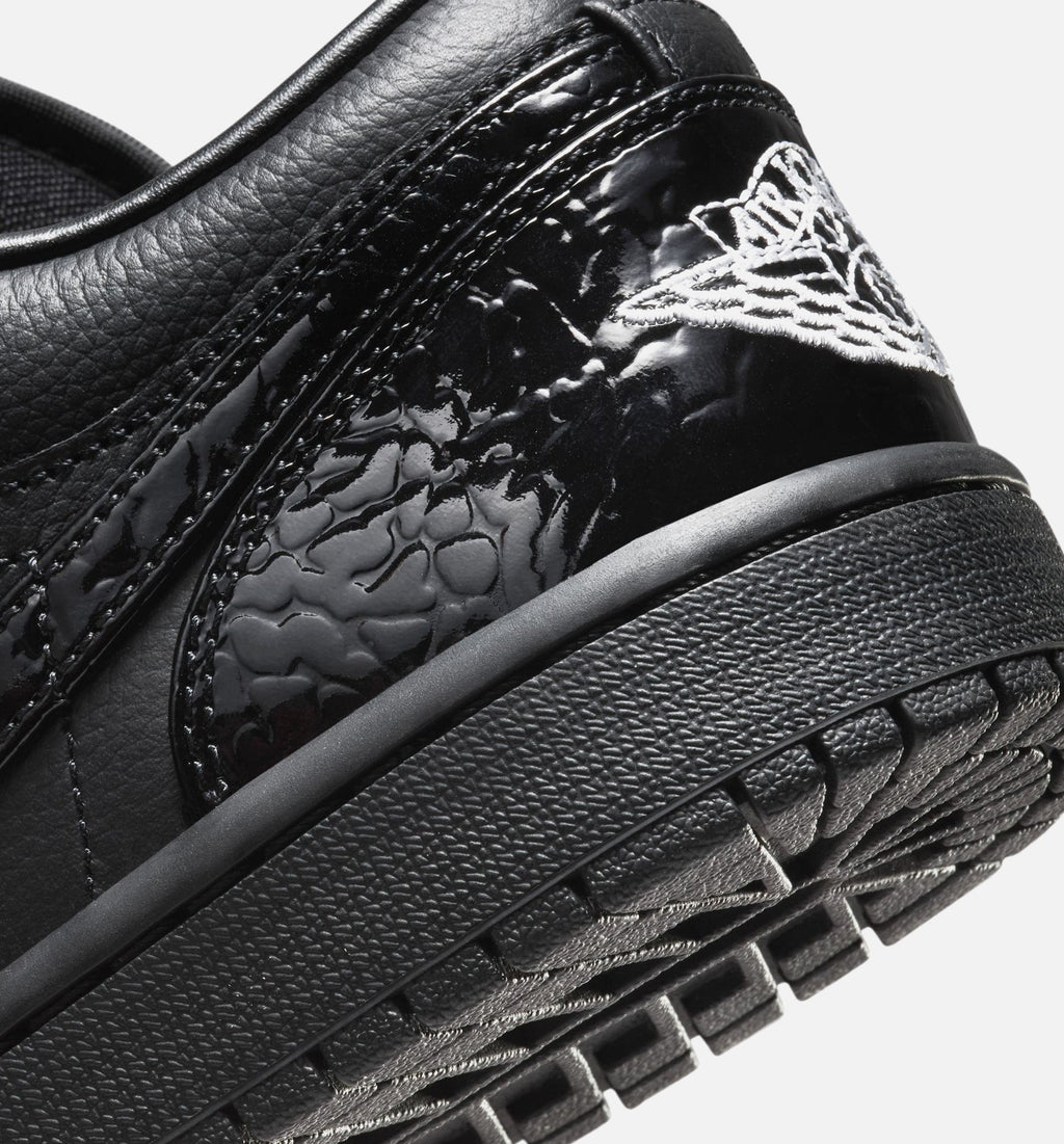 Air Jordan 1 Low Patent Elephant Women's Sneakers - Black / White / Metallic Silver