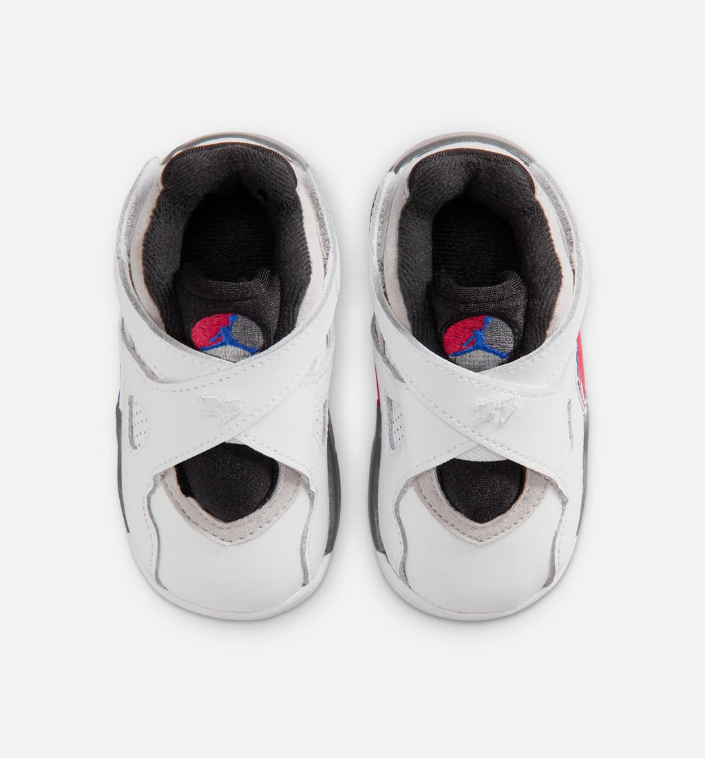Air Jordan 8 Retro White and True Red Infant/Toddler Sneakers