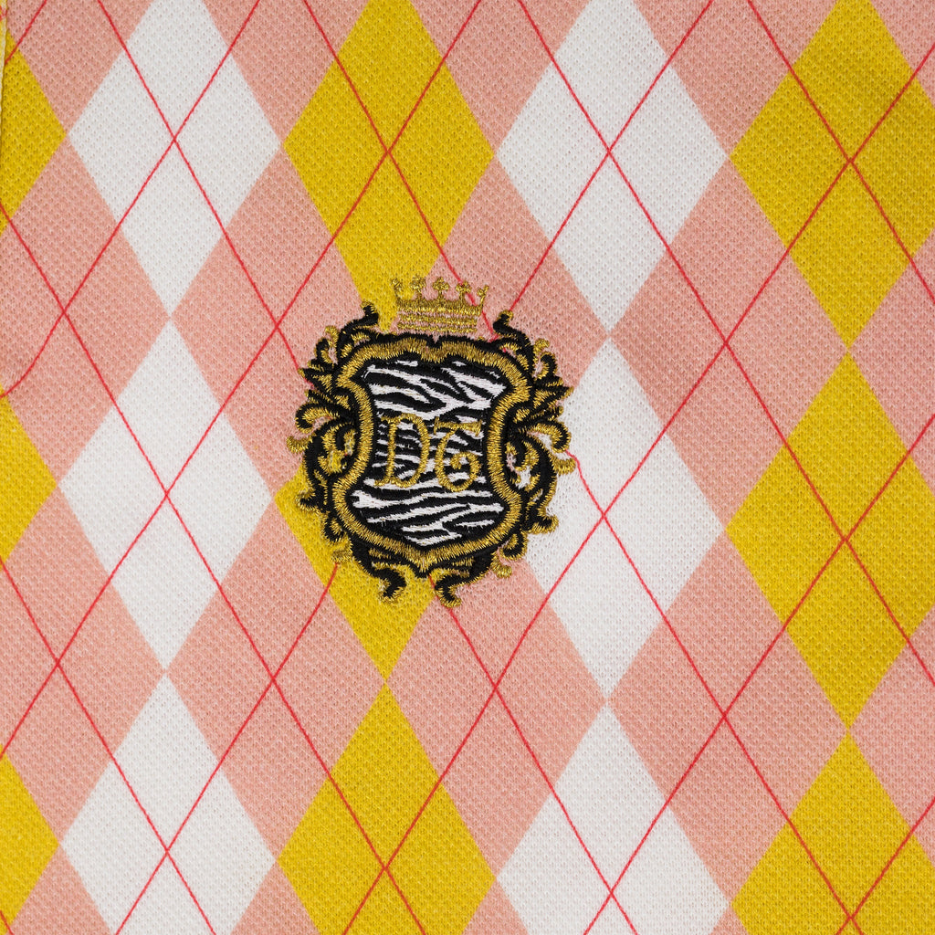 Pink / Yellow Intarsia Polo T-Shirt