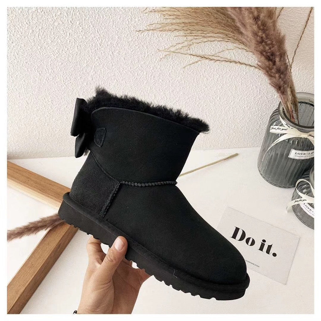 Black Elegant Bow Detail Ankle Boots — New Arrival | In Stock
