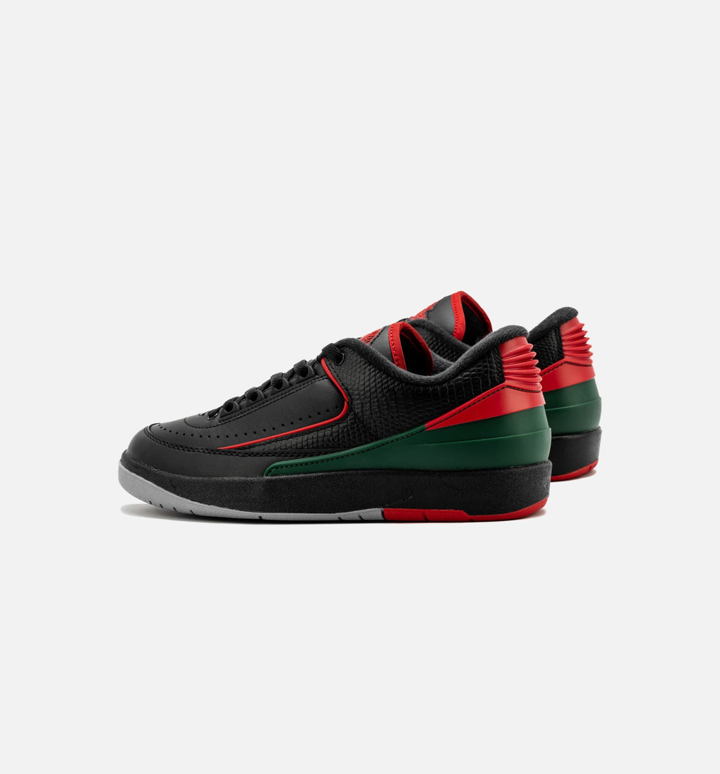 Air Jordan 2 Retro Low Christmas Big Kids' Sneakers - Black / Fire Red / Cement Grey
