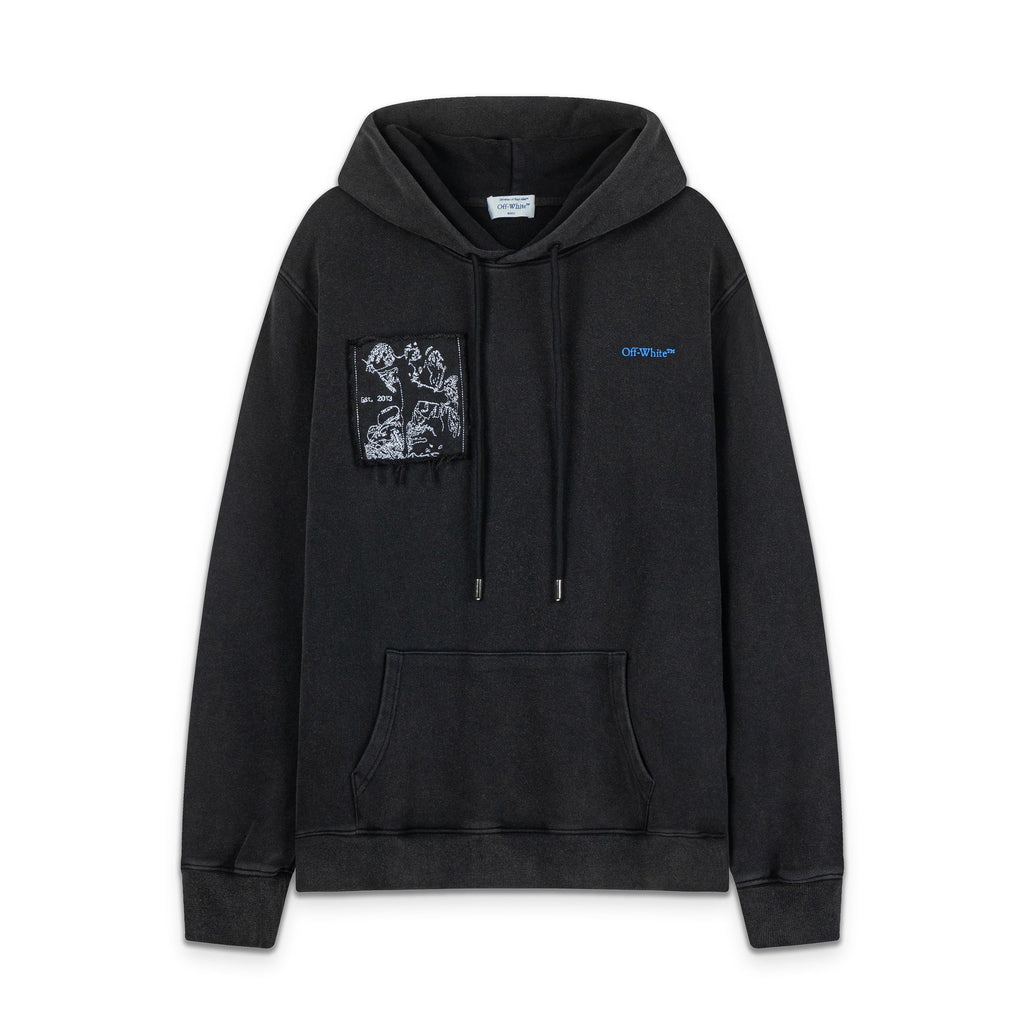 Off-White Pocket Portrait Letter Print Pullover Hoodie Unisex