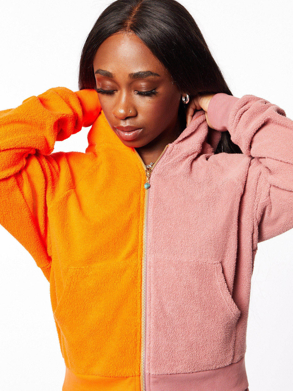 TERRY DUO ZIP UP HOODIE