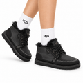 UGG Black Shearling-Collar Leather Boots