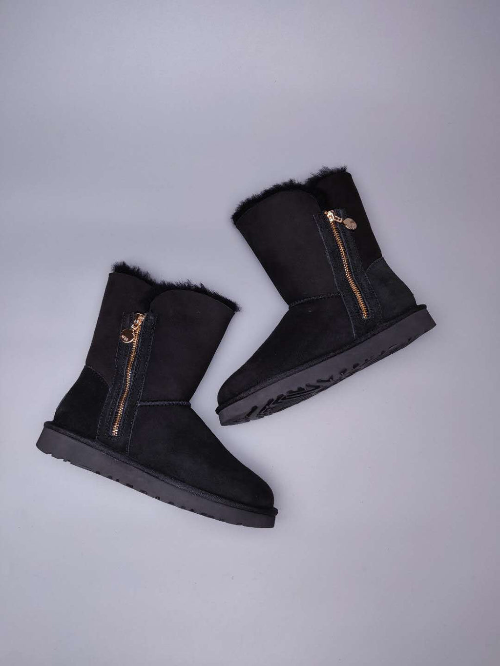 Black Side Zip Mid-Calf Boots — New Arrival | In Stock