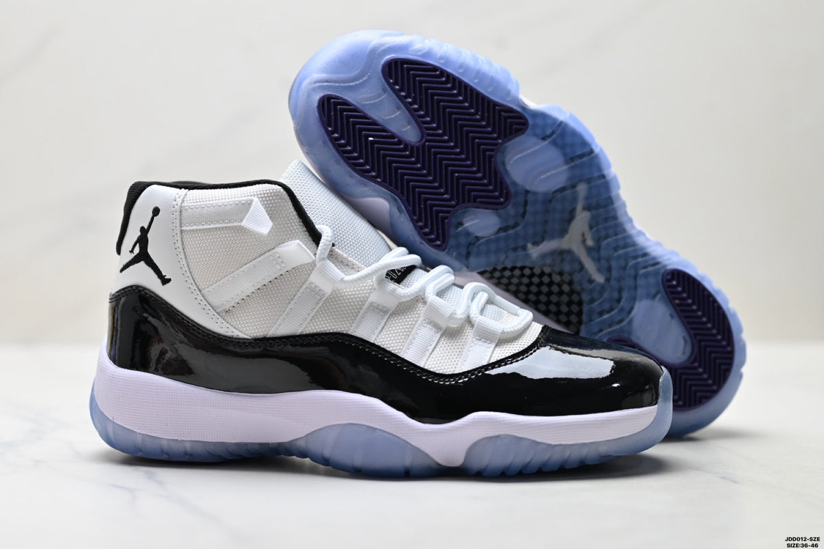 Air Jordan 11 Retro White Black and Icy Blue Unisex Sneakers Style 02