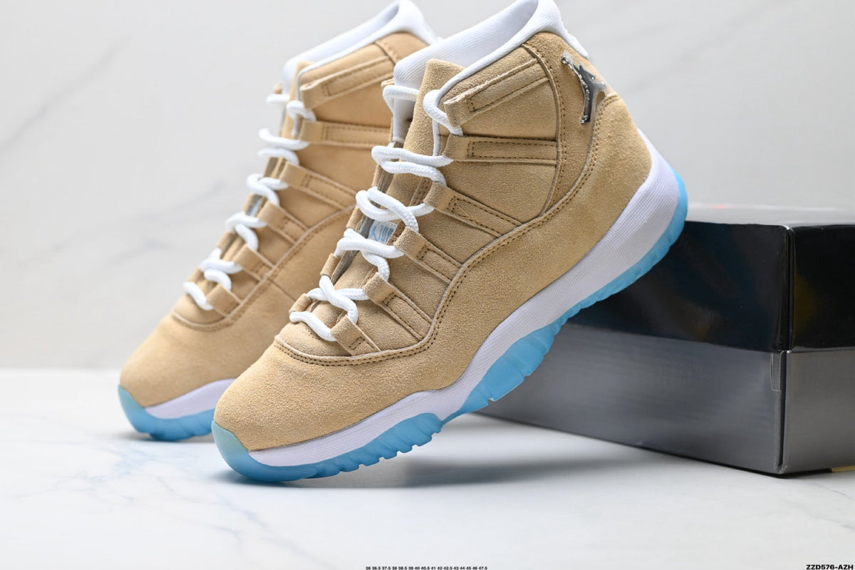 Air Jordan 11 Retro Tan and University Blue Unisex Sneakers Style 08