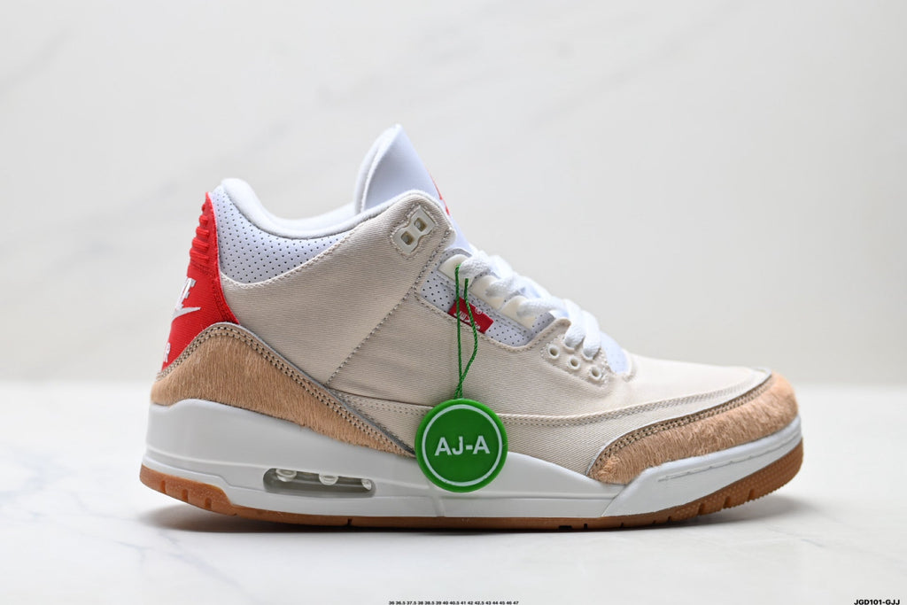 Air Jordan 3 Retro White Tan Gum Sneakers