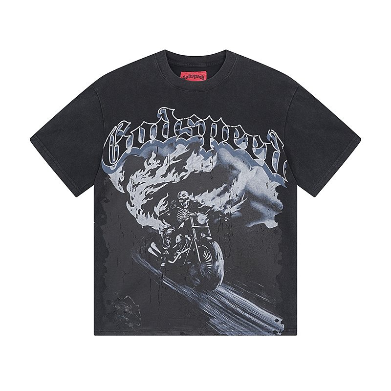 Godspeed Washed Black Motorcycle Graphic T-Shirt