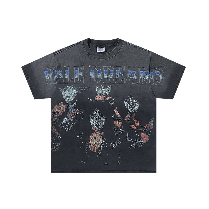 VALE USA Washed Black Graphic T-Shirt