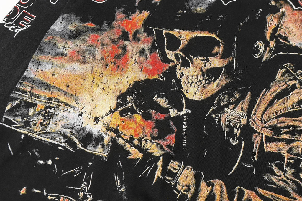 Godspeed Skull Flame Car Graphic Long-Sleeve T-Shirt