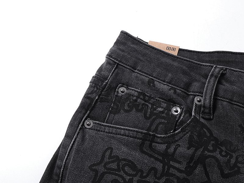 Ksubi Black Tonal Graphic Slim Tapered Jeans