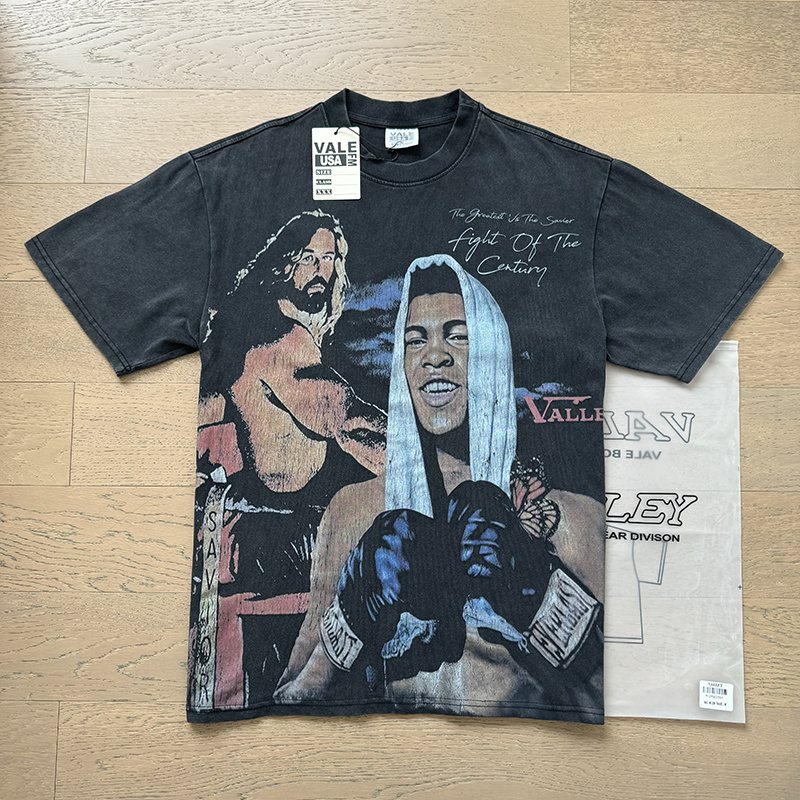 VALE USA Boxing Graphic Washed Black T-Shirt
