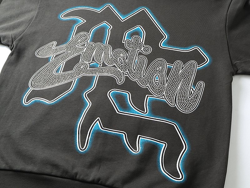 MIXED EMOTION Diamond Graphic Zip-Up Hoodie