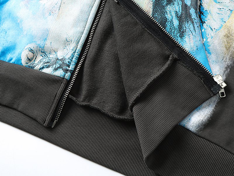 MIXED EMOTION Diamond Graphic Zip-Up Hoodie