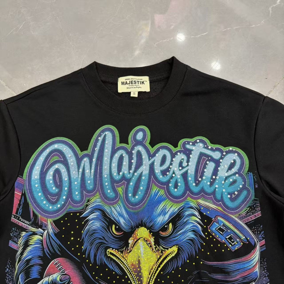 MAJESTIK Eagle Script Graphic Short-Sleeve T-Shirt