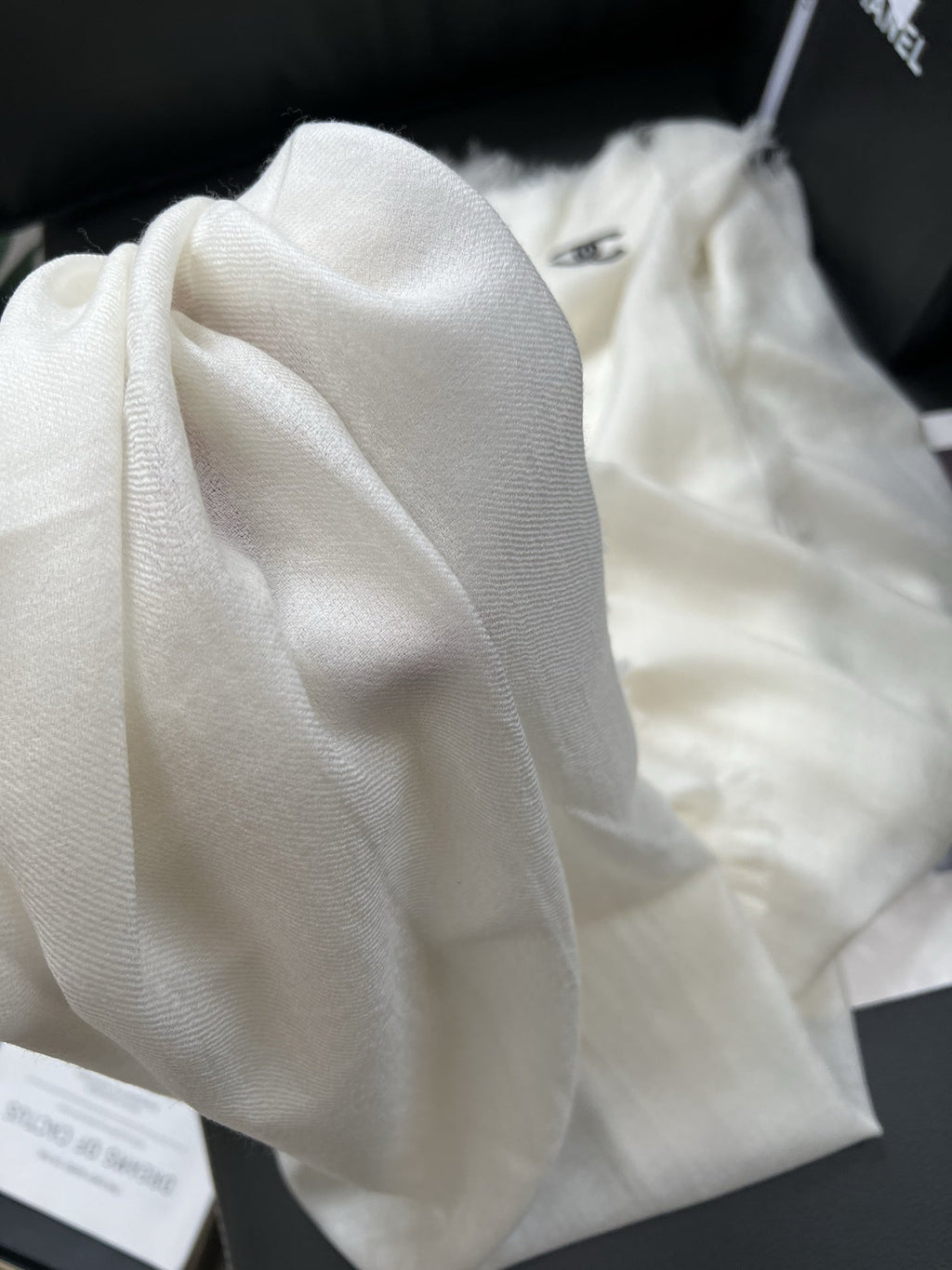 Chanel Style Lightweight Embroidered Logo Scarf