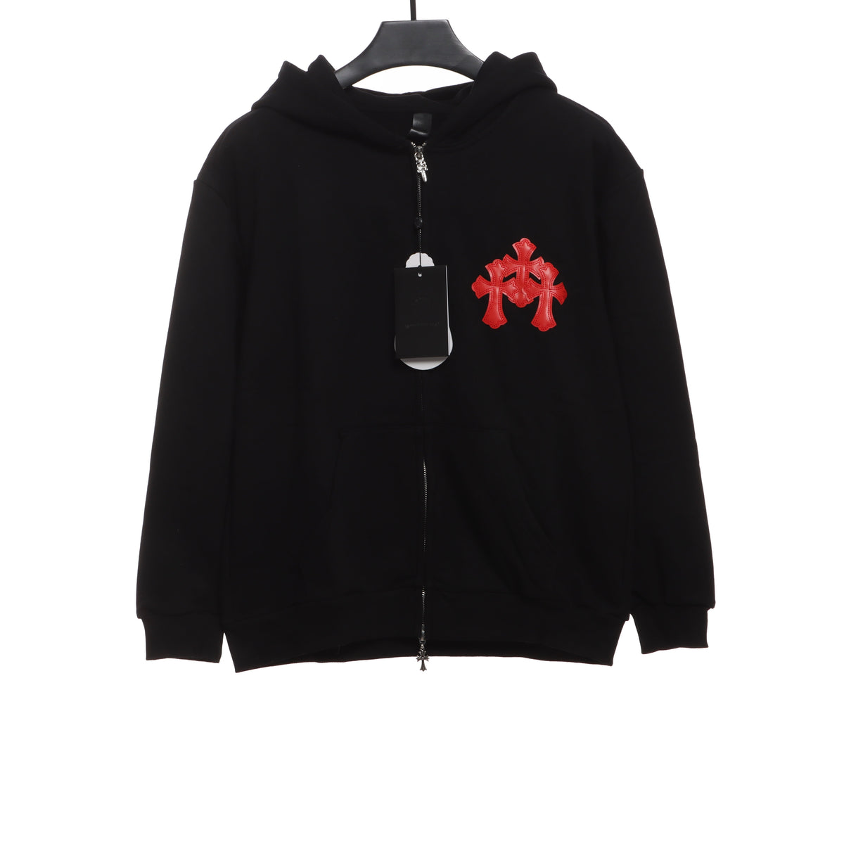 CHROME HEARTS Red Triple Cross Zip Up Hoodie