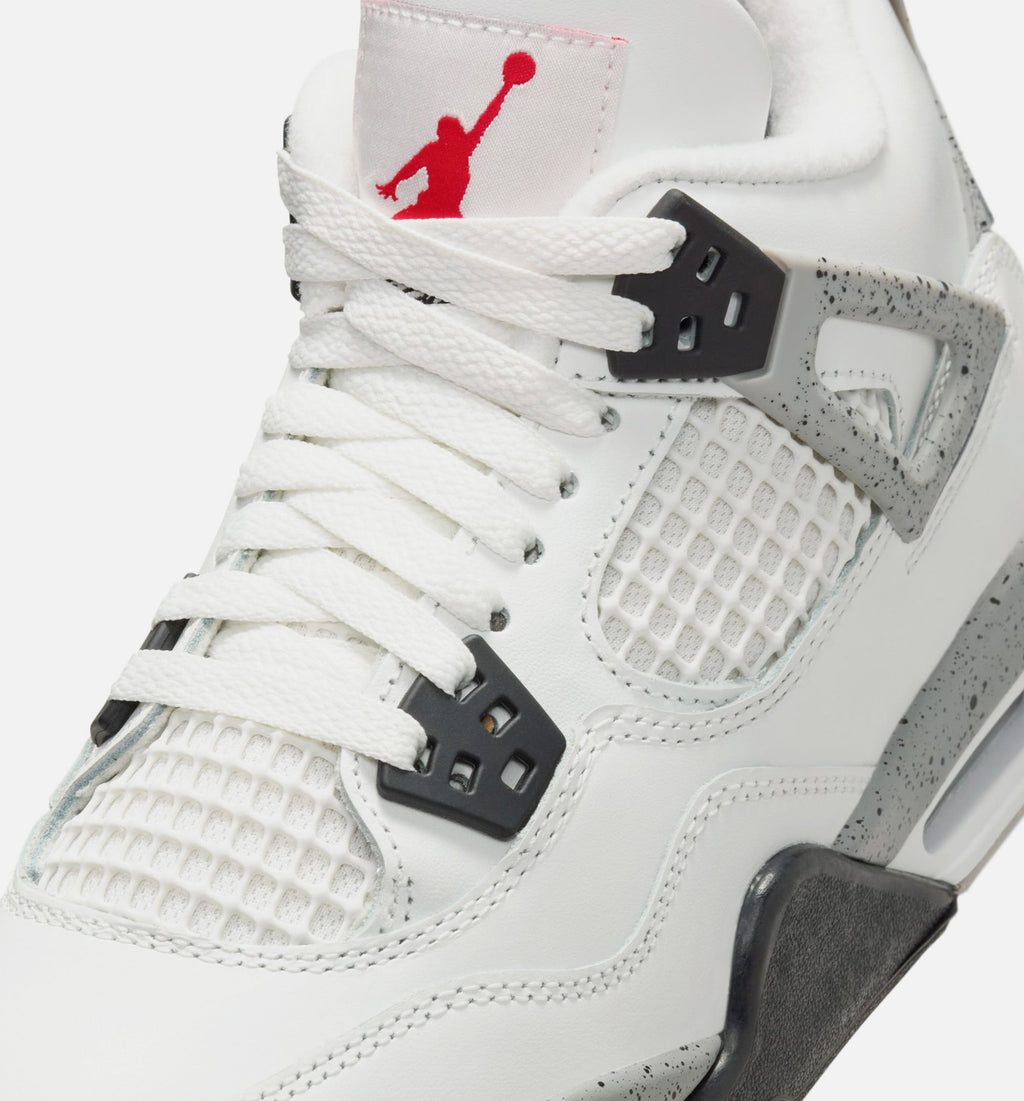 Air Jordan 4 Retro White Cement Big Kids' Lifestyle Shoes - Summit White/Fire Red/Cement Grey/Black